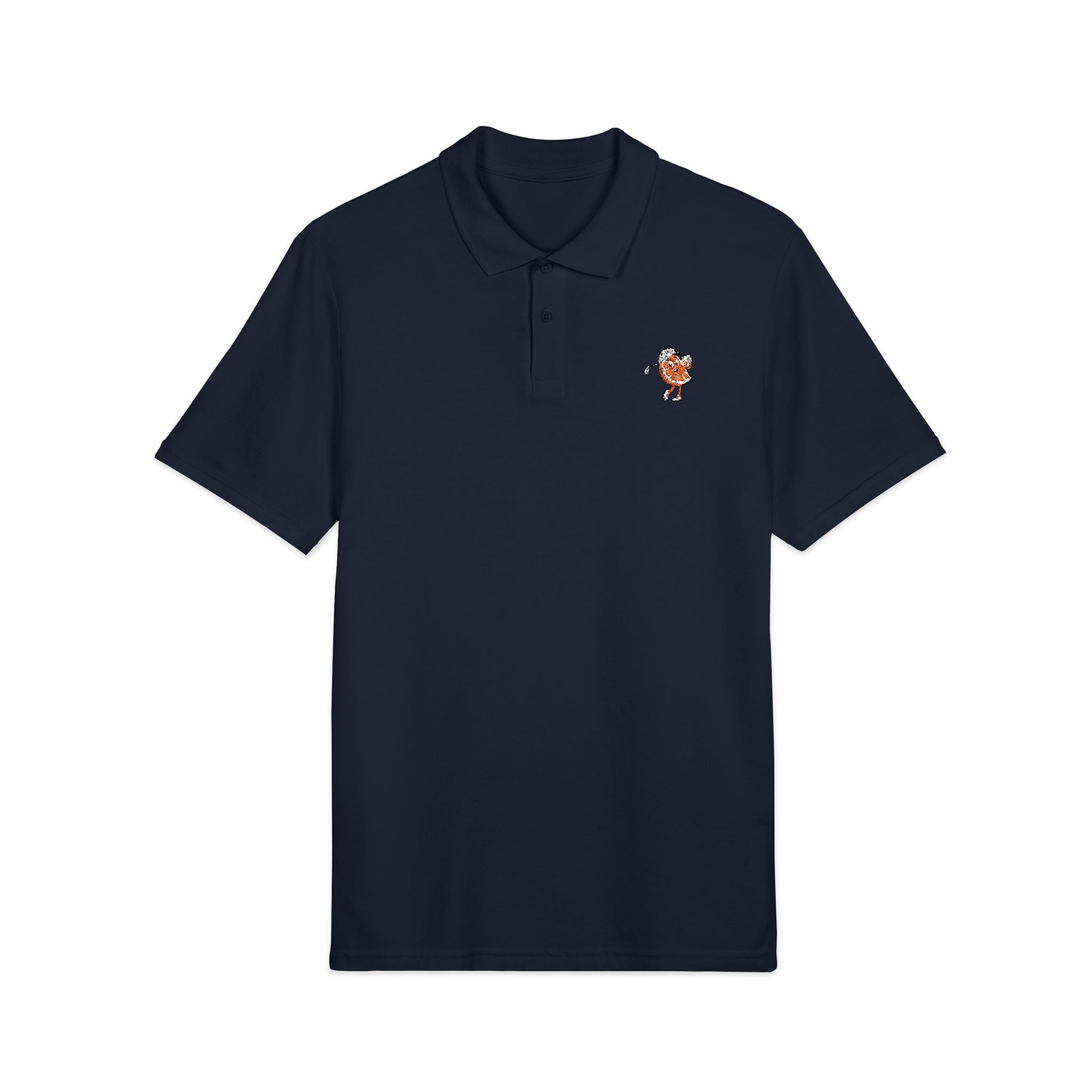 Embroidered Tiger Crest Polo — Classic White Pique Shirt