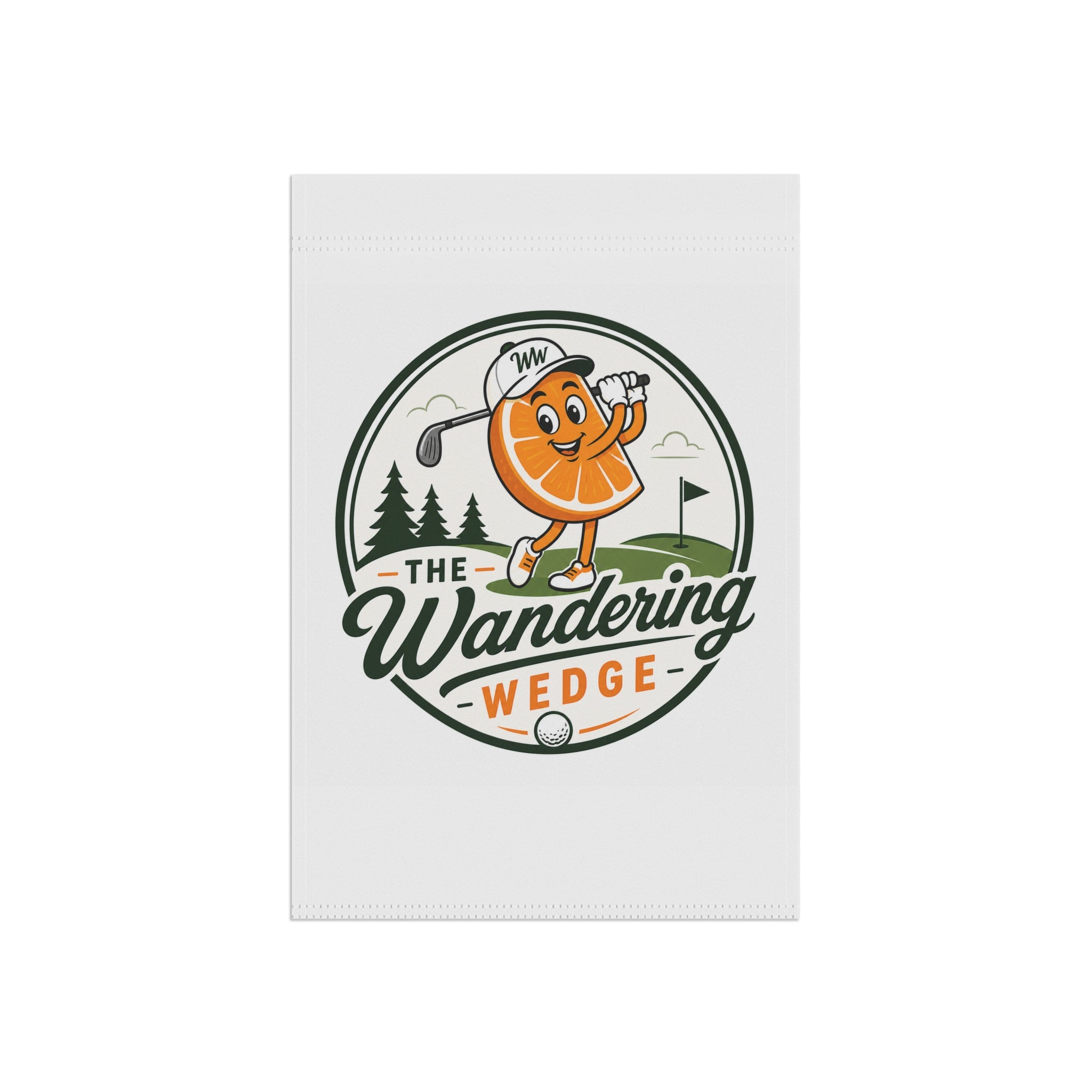 Garden Flag — “The Wandering Wedge” Golf Orange Character Garden & House Banner