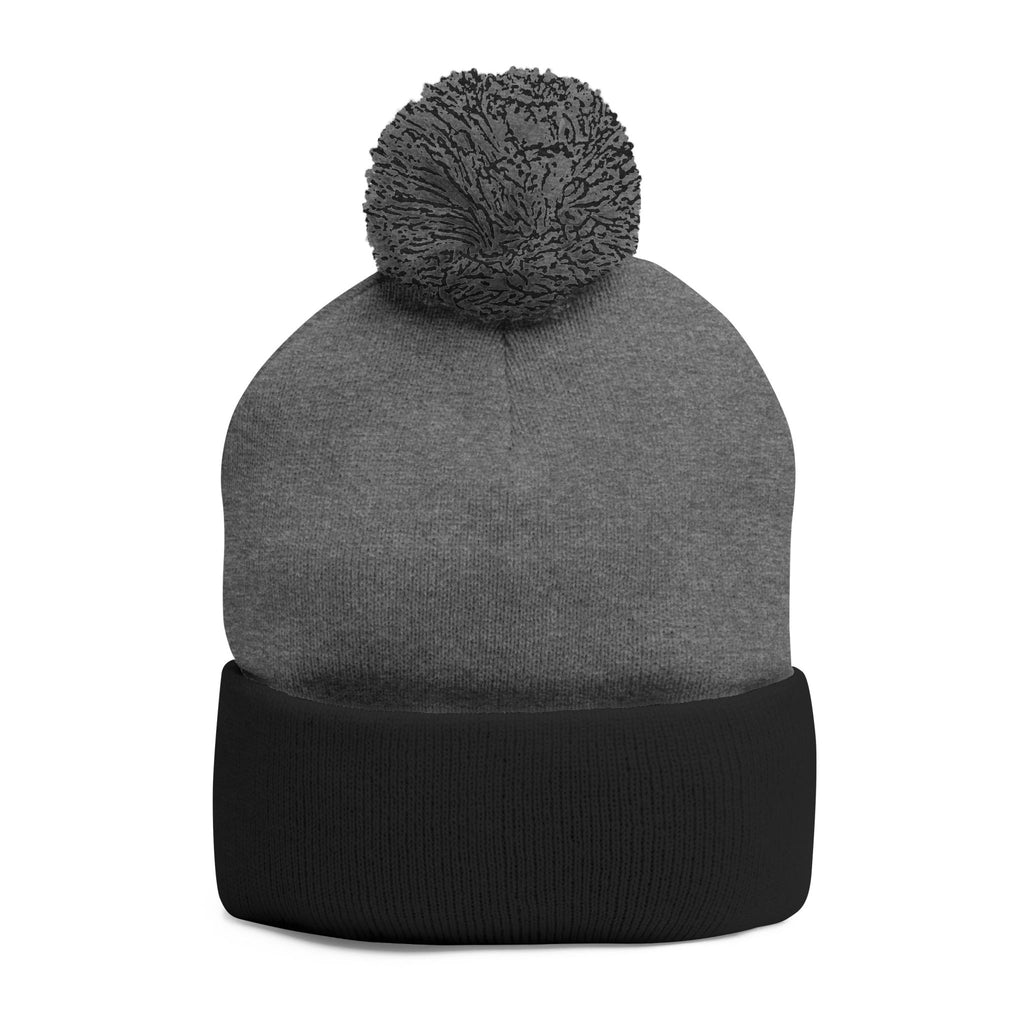 Embroidered Pom-Pom Beanie — Cute Orange Slice Character Knit Cap