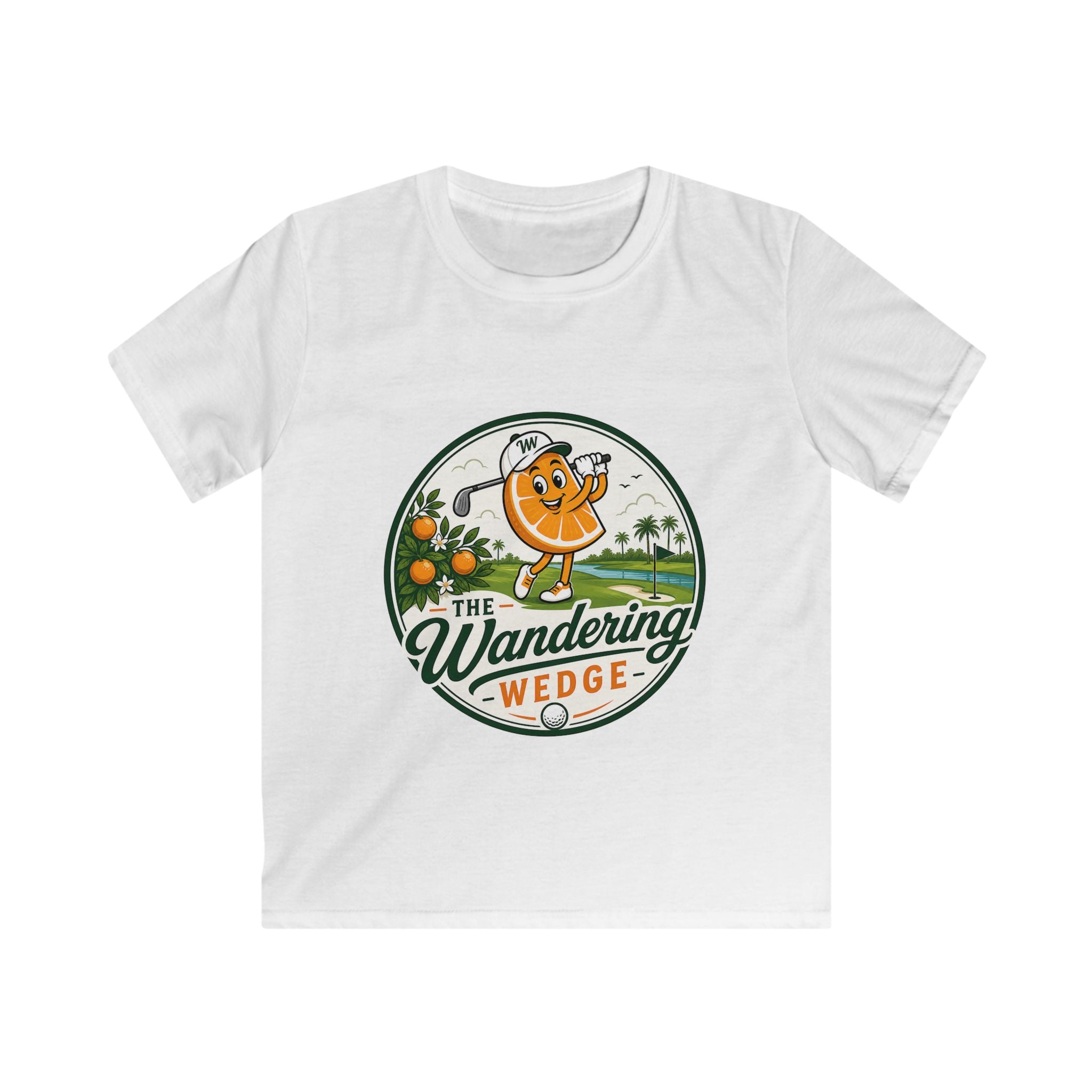 Kids T‑Shirt — “The Wandering Wedge” Orange Golf Vintage Logo