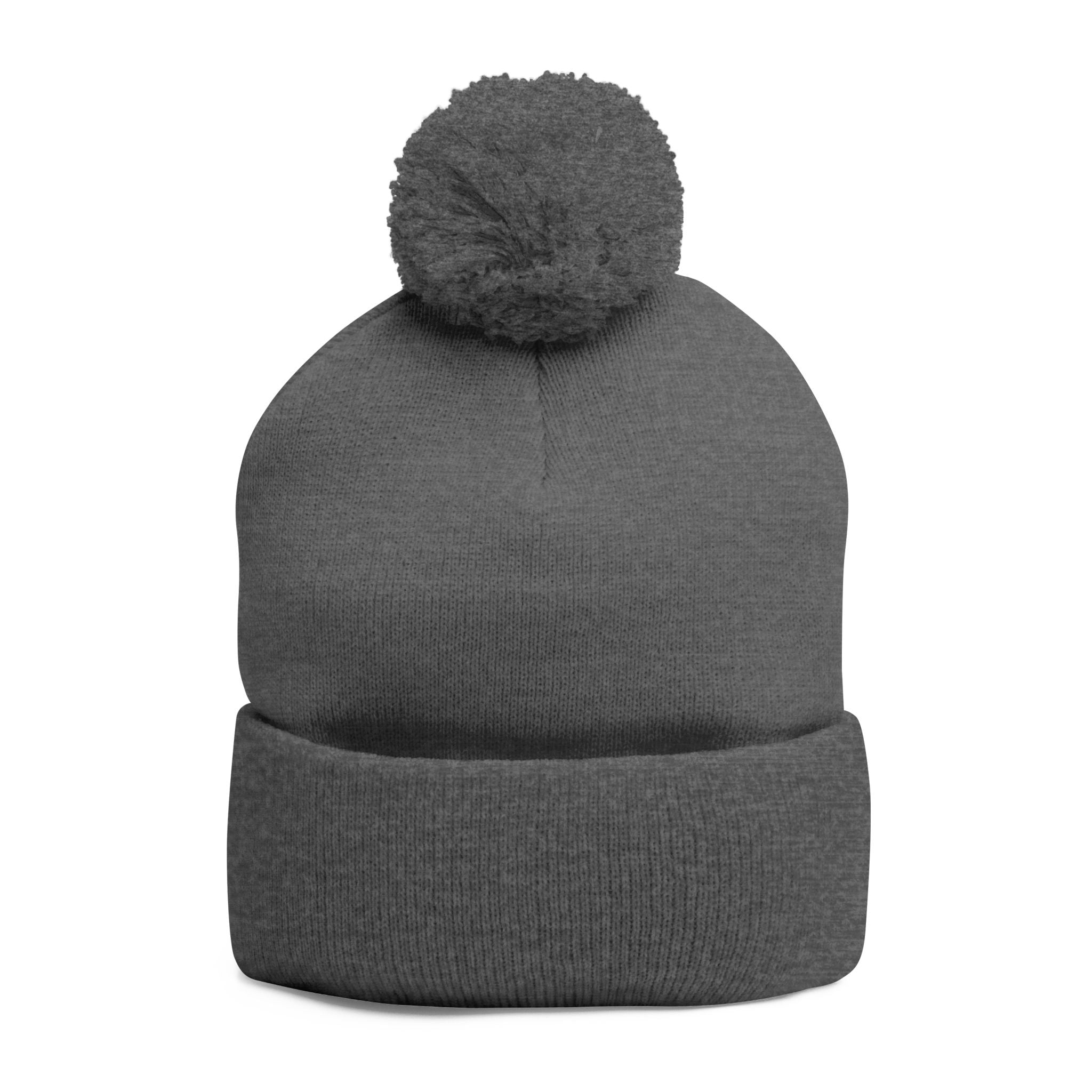Embroidered Pom-Pom Beanie — Cute Orange Slice Character Knit Cap