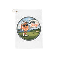 Golf Towel — Retro ‘Stay Juicy’ Orange Mascot Golfing Circle Design