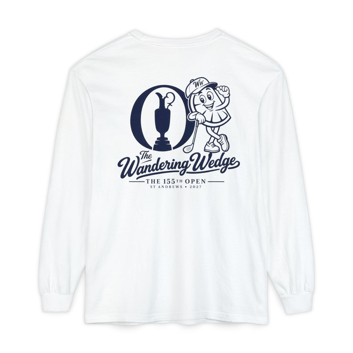 Long Sleeve T-Shirt — 'The Wandering Wedge' 155th Open Golf Trophy Graphic