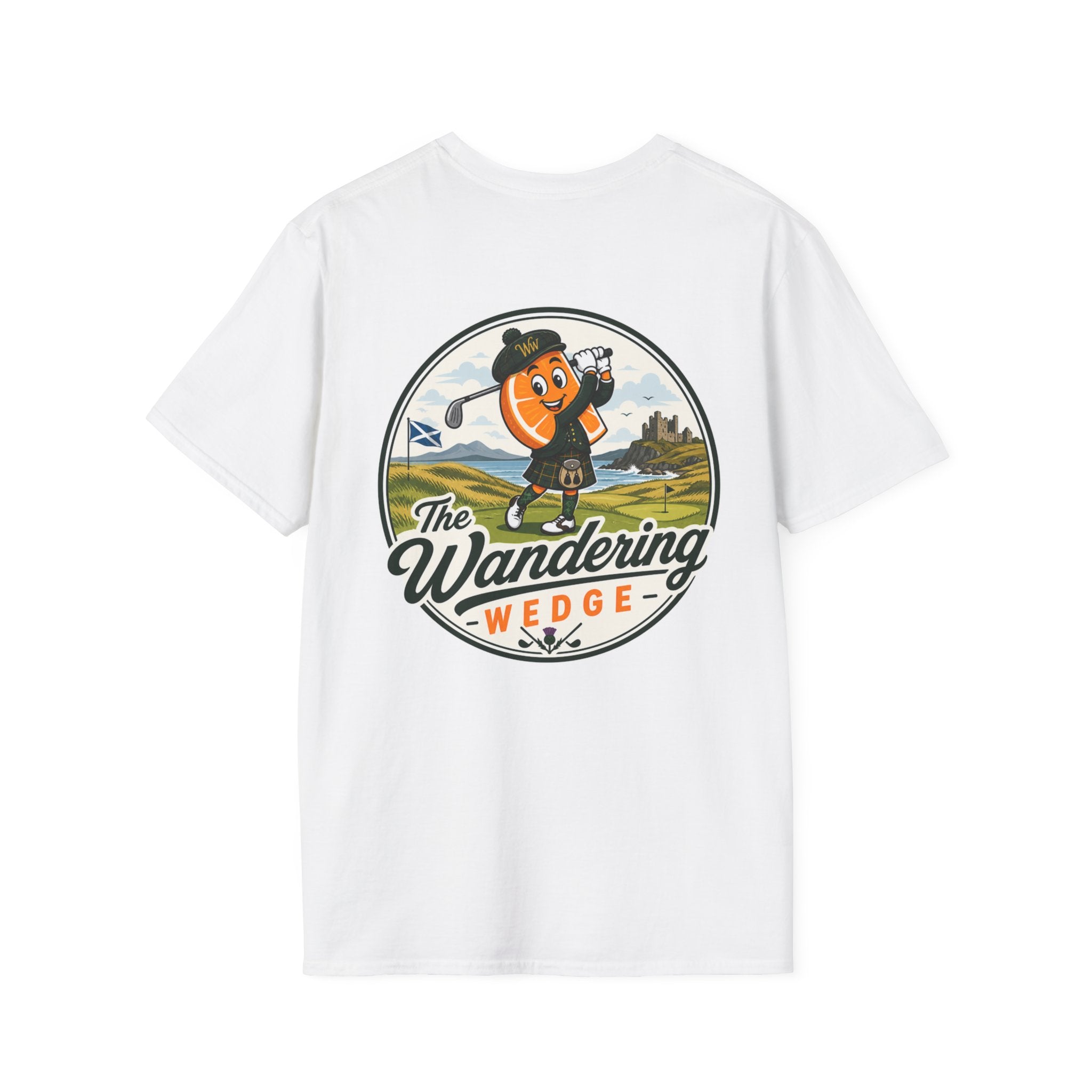 Golf T-Shirt — "The Wandering Wedge" Retro Golf Mascot Tee
