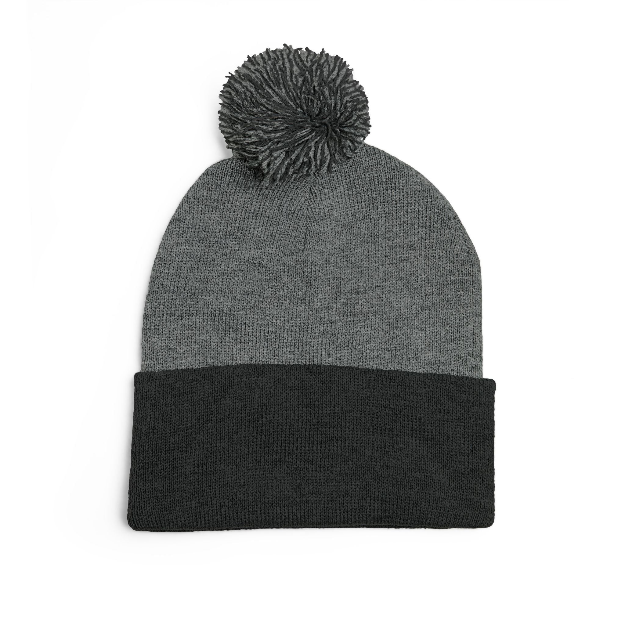 Embroidered Pom-Pom Beanie — Cute Orange Slice Character Knit Cap