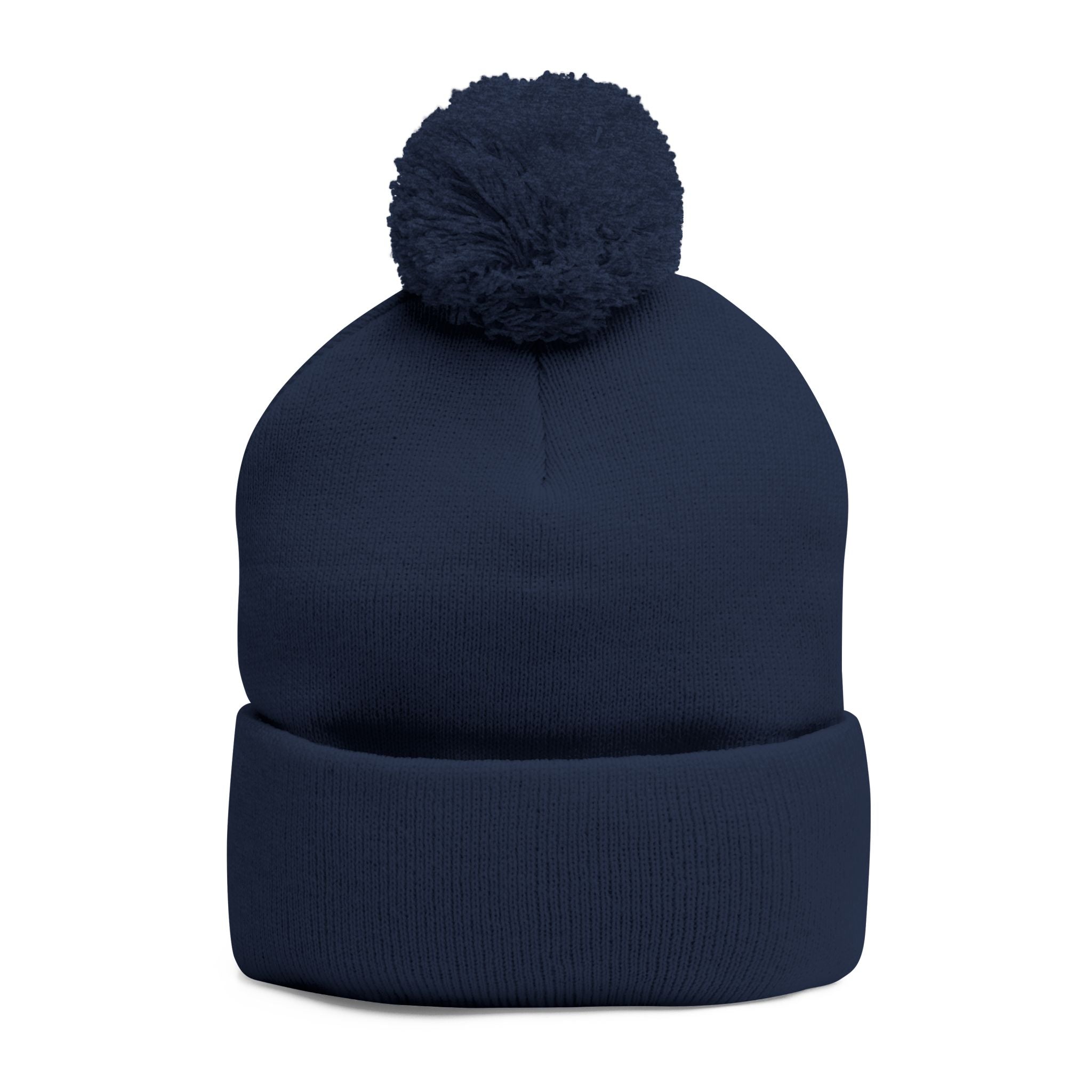 Embroidered Pom-Pom Beanie — Cute Orange Slice Character Knit Cap