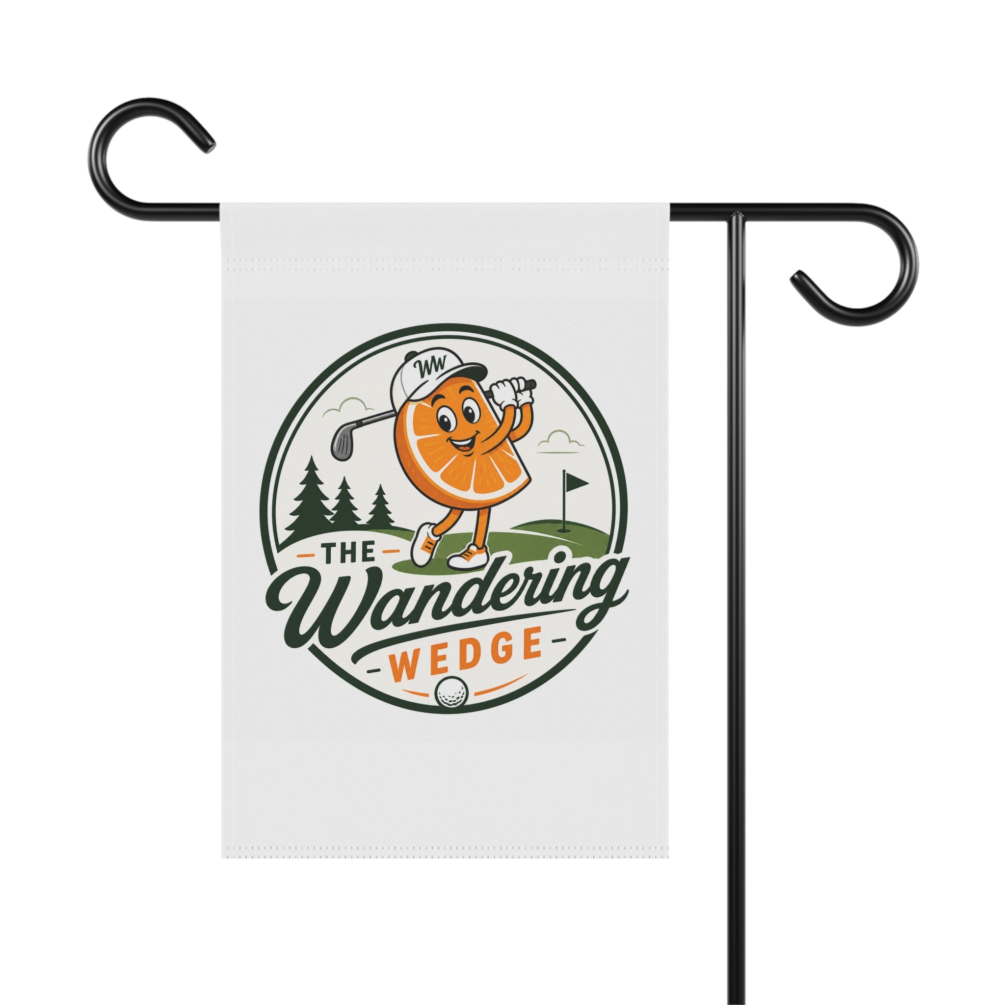 Garden Flag — “The Wandering Wedge” Golf Orange Character Garden & House Banner