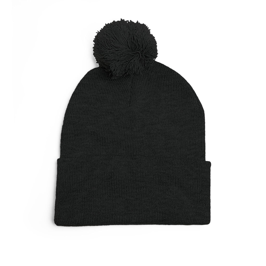 Embroidered Pom-Pom Beanie — Cute Orange Slice Character Knit Cap