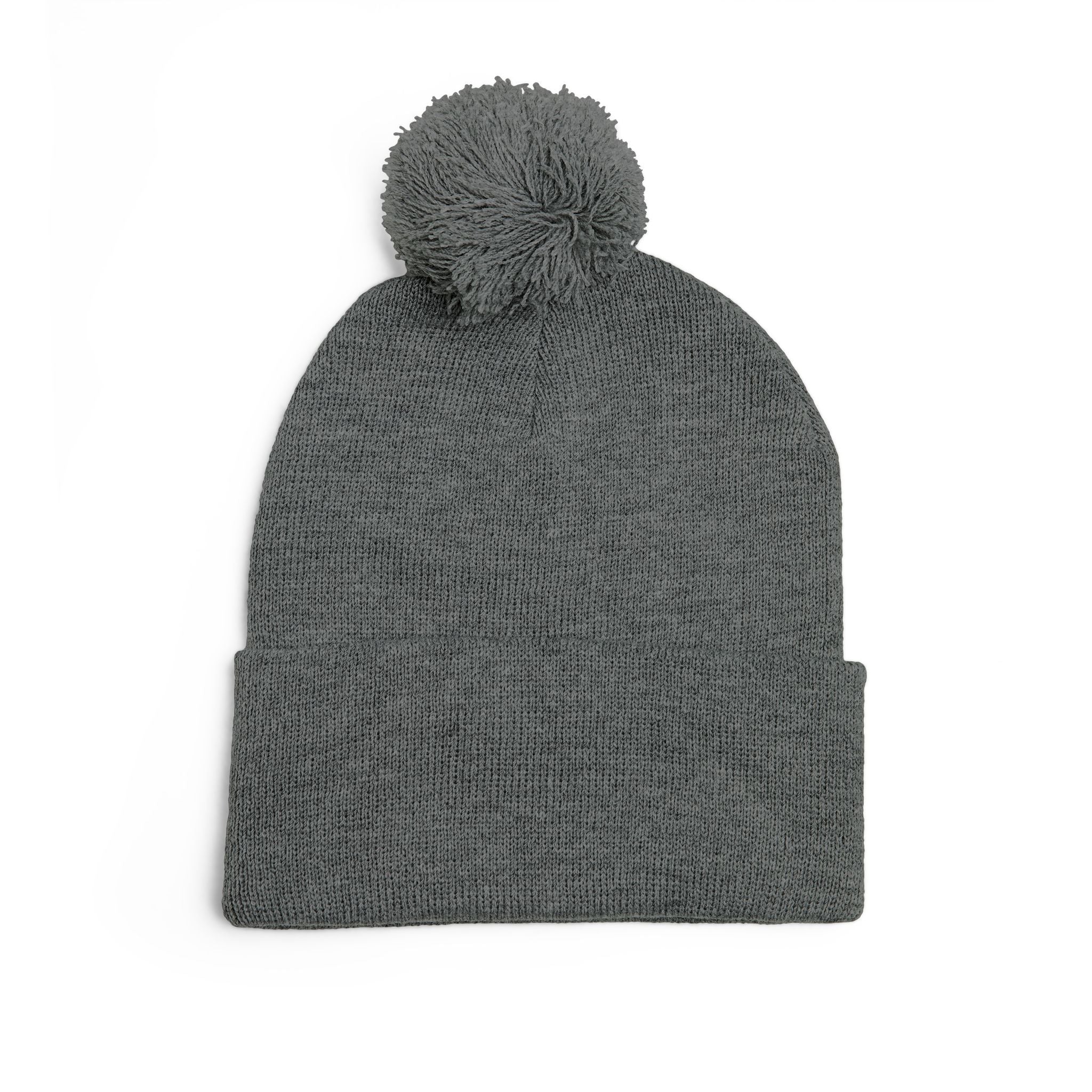Embroidered Pom-Pom Beanie — Cute Orange Slice Character Knit Cap