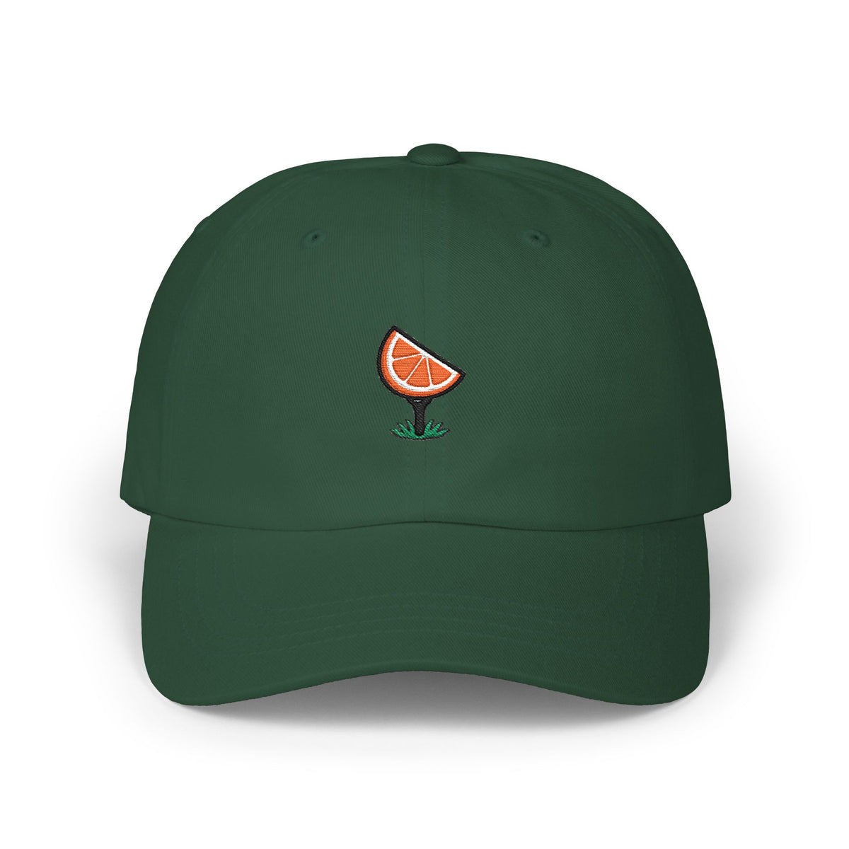 Dad Cap — Embroidered Citrus Slice Golf Tee Design