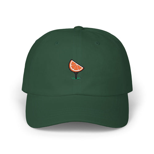 Dad Cap — Embroidered Citrus Slice Golf Tee Design