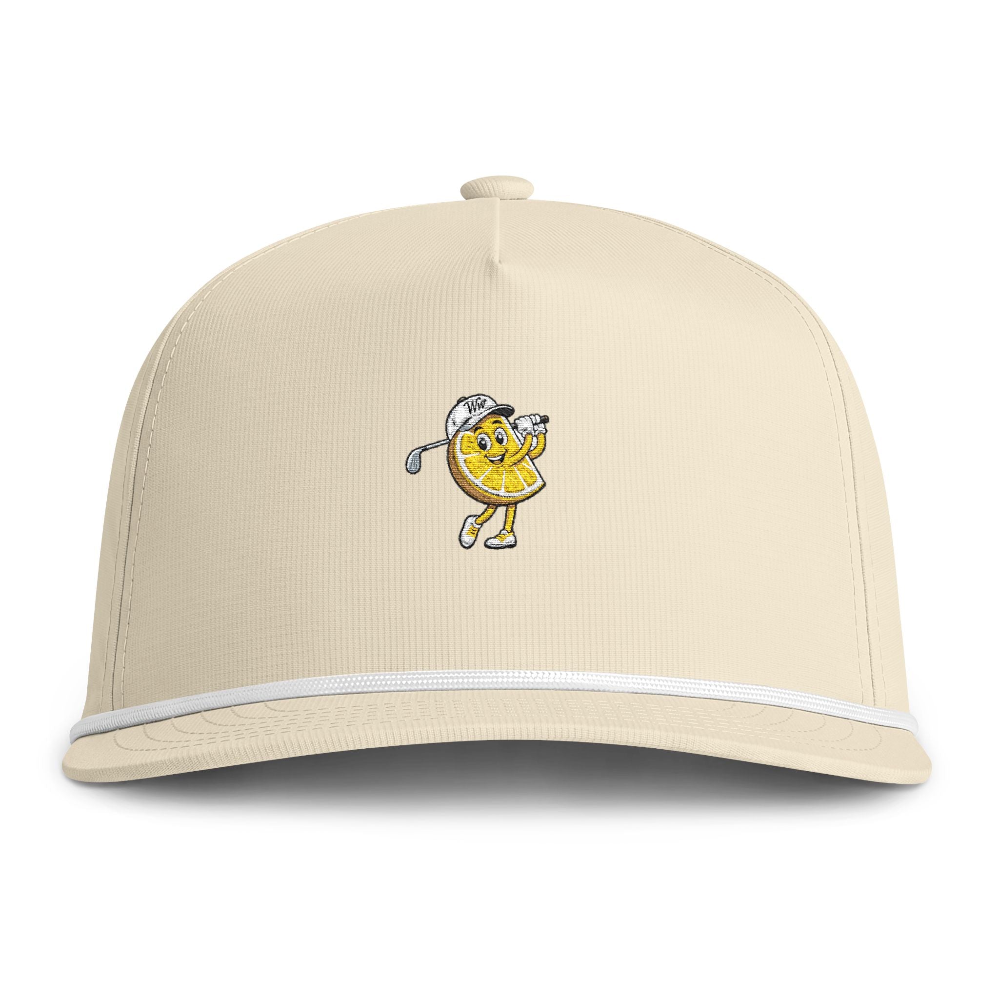 Golfing Lemon Character Rope Cap — Sunwashed Vintage Golf Hat