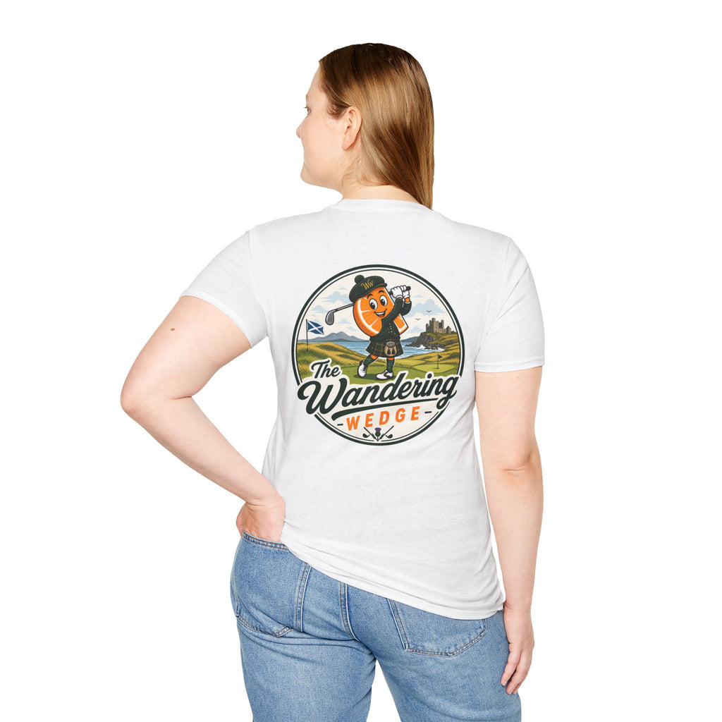 Golf T-Shirt — "The Wandering Wedge" Retro Golf Mascot Tee