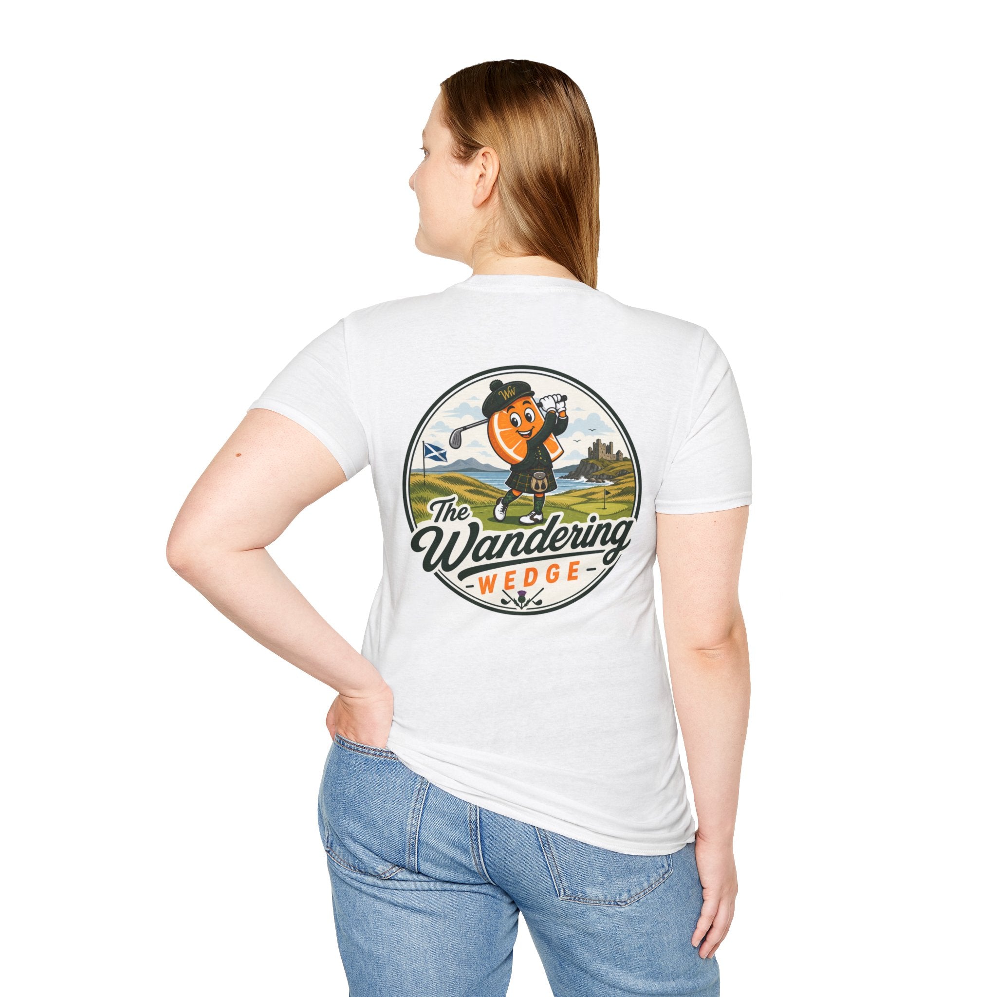 Golf T-Shirt — "The Wandering Wedge" Retro Golf Mascot Tee