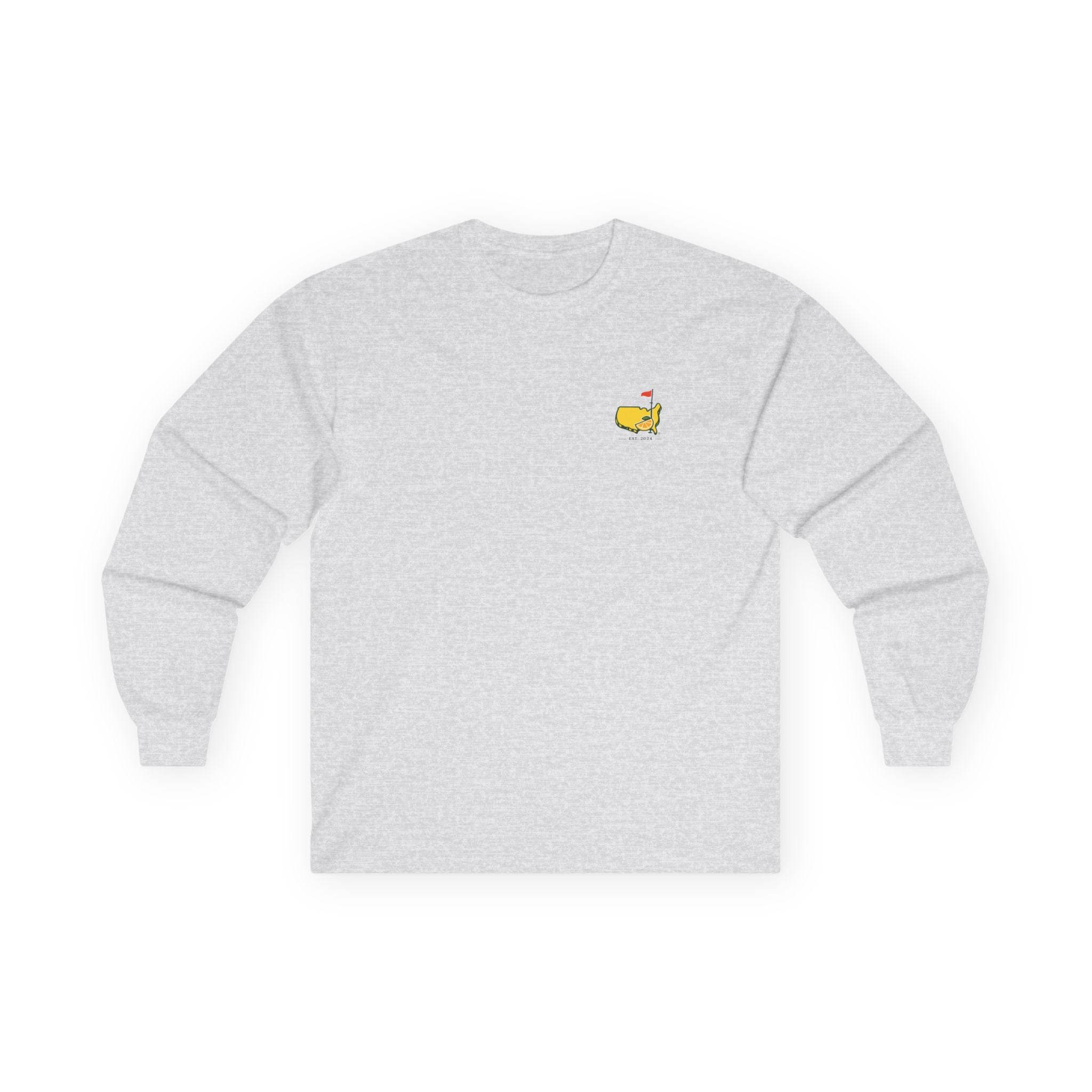 The Augusta Wandering Wedge Golf Long Sleeve Tee — Retro Cheese Mascot Pocket & Back Logo