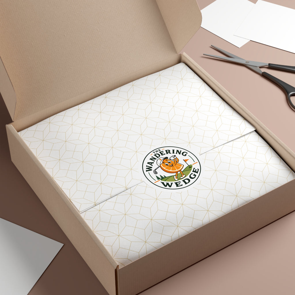 The Wandering Wedge Golf Sticker — Cute Orange Slice Golfer Round Vinyl Sticker