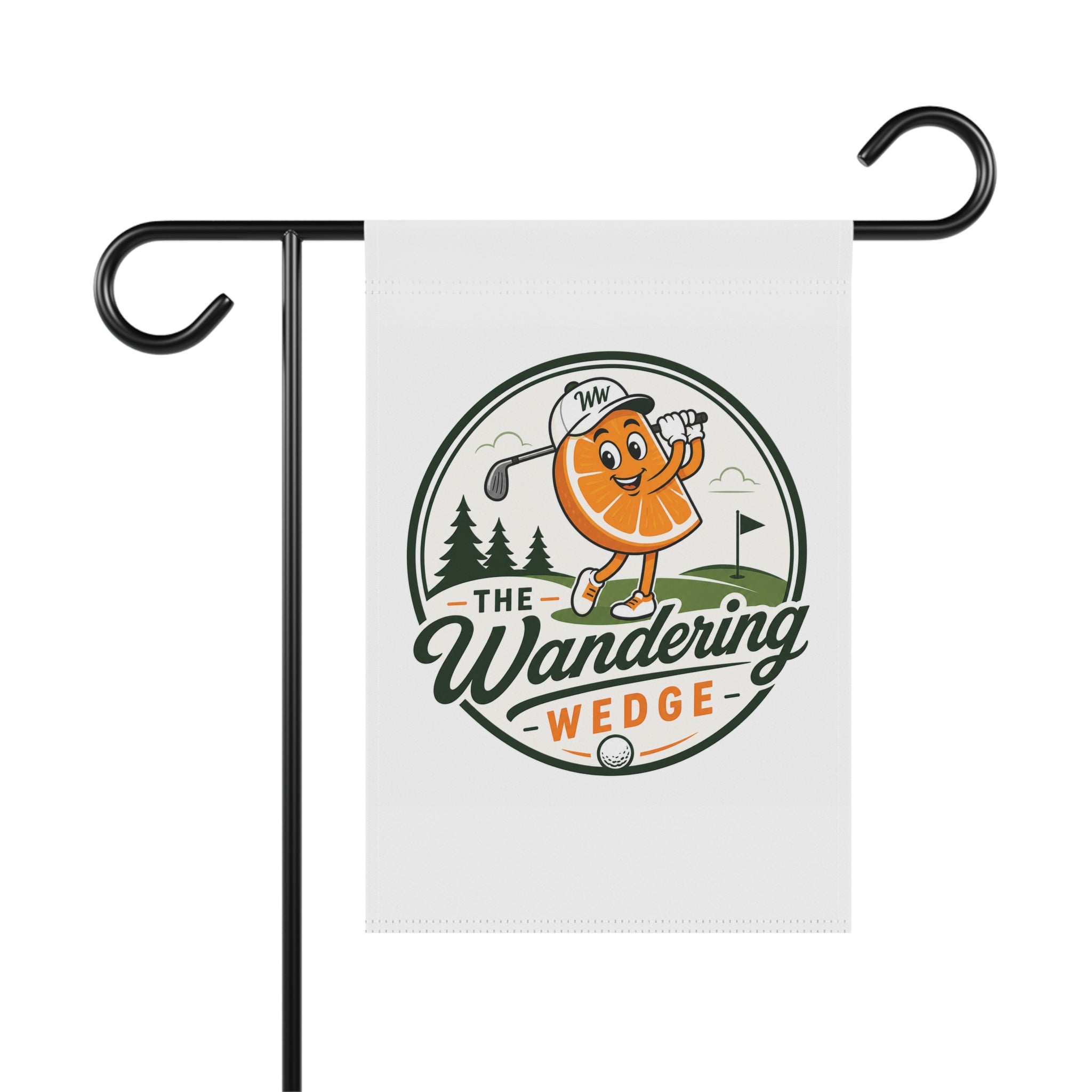 Garden Flag — “The Wandering Wedge” Golf Orange Character Garden & House Banner