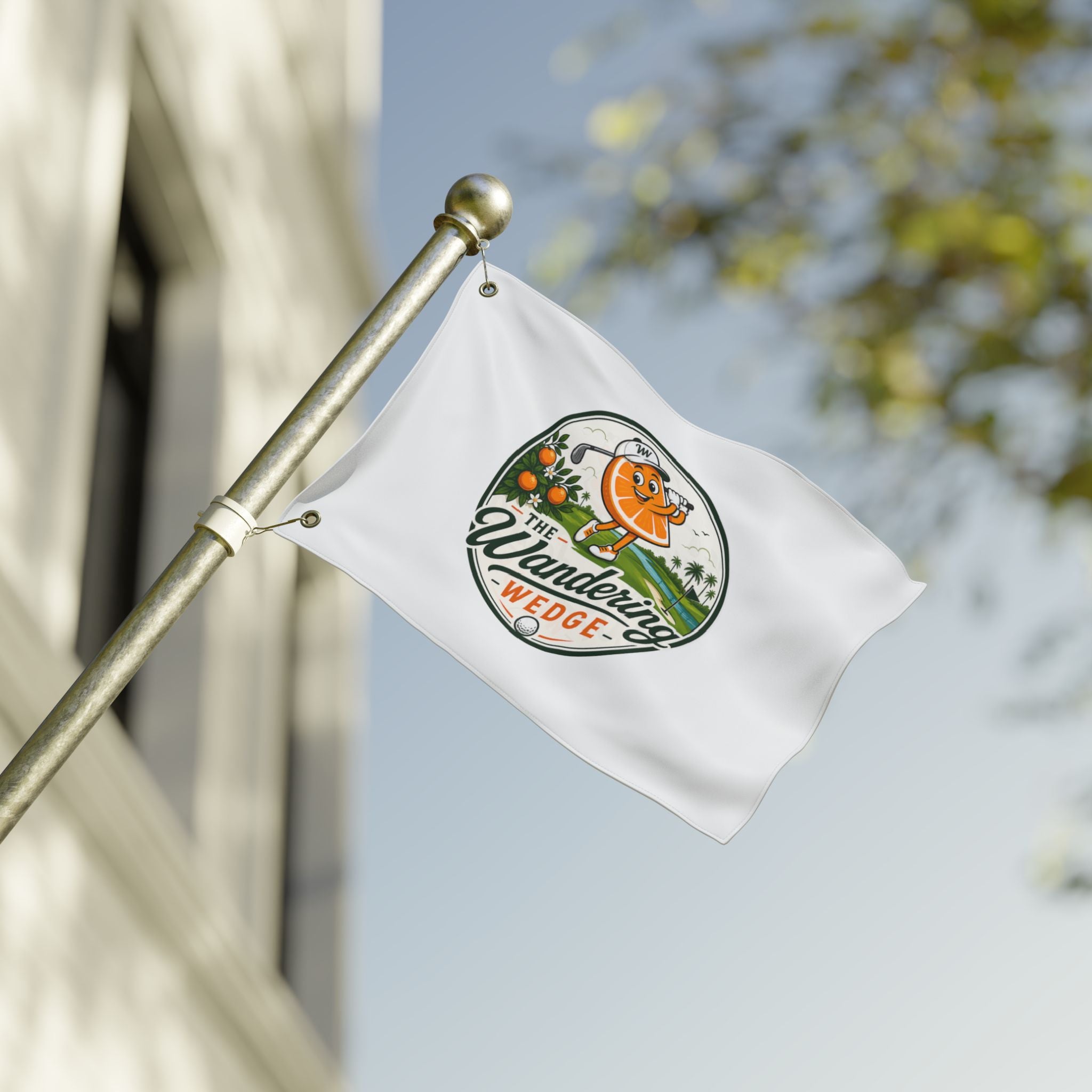 The Wandering Wedge Golf Flag — Double-Sided Outdoor Banner