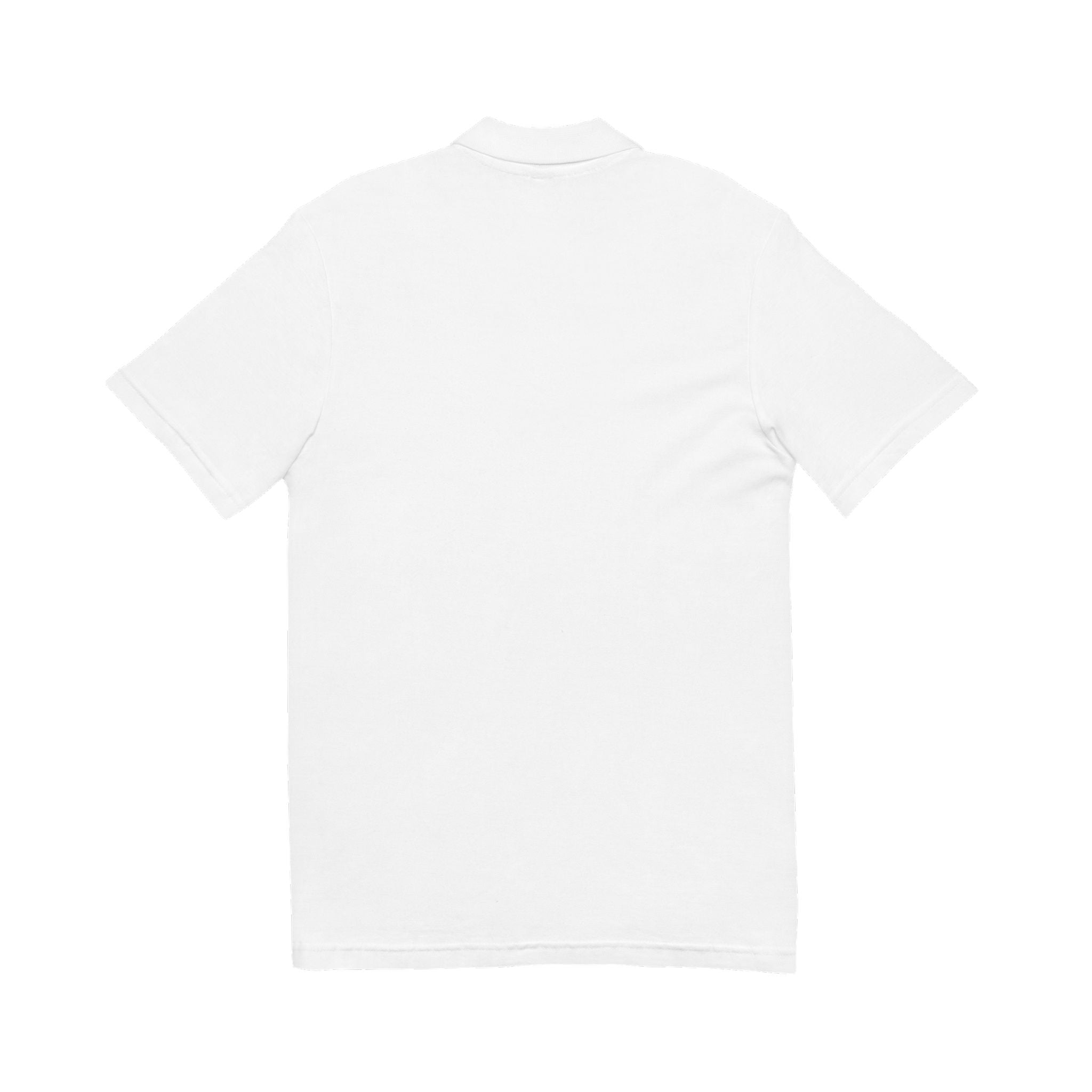 Embroidered Tiger Crest Polo — Classic White Pique Shirt