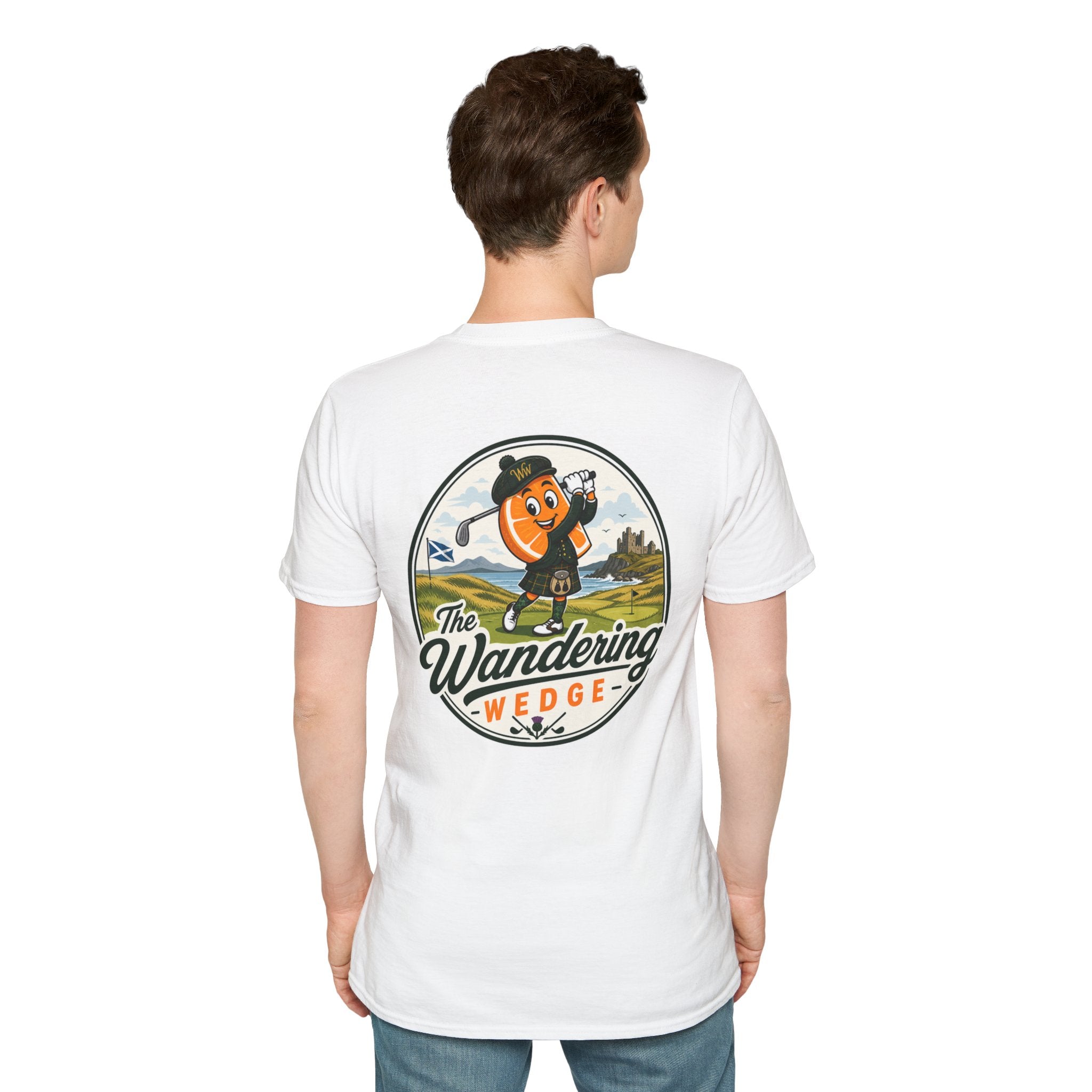 Golf T-Shirt — "The Wandering Wedge" Retro Golf Mascot Tee