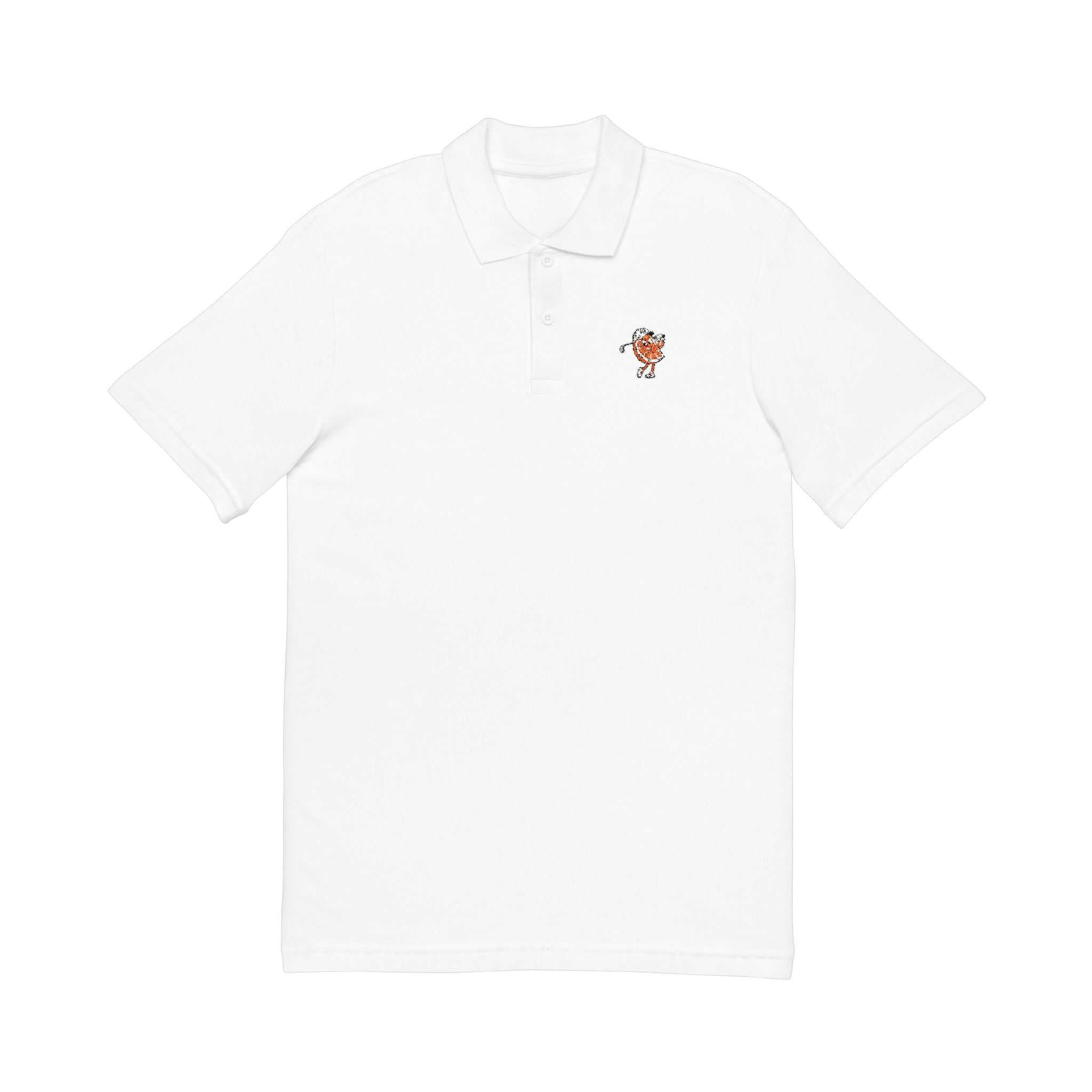 Embroidered Tiger Crest Polo — Classic White Pique Shirt