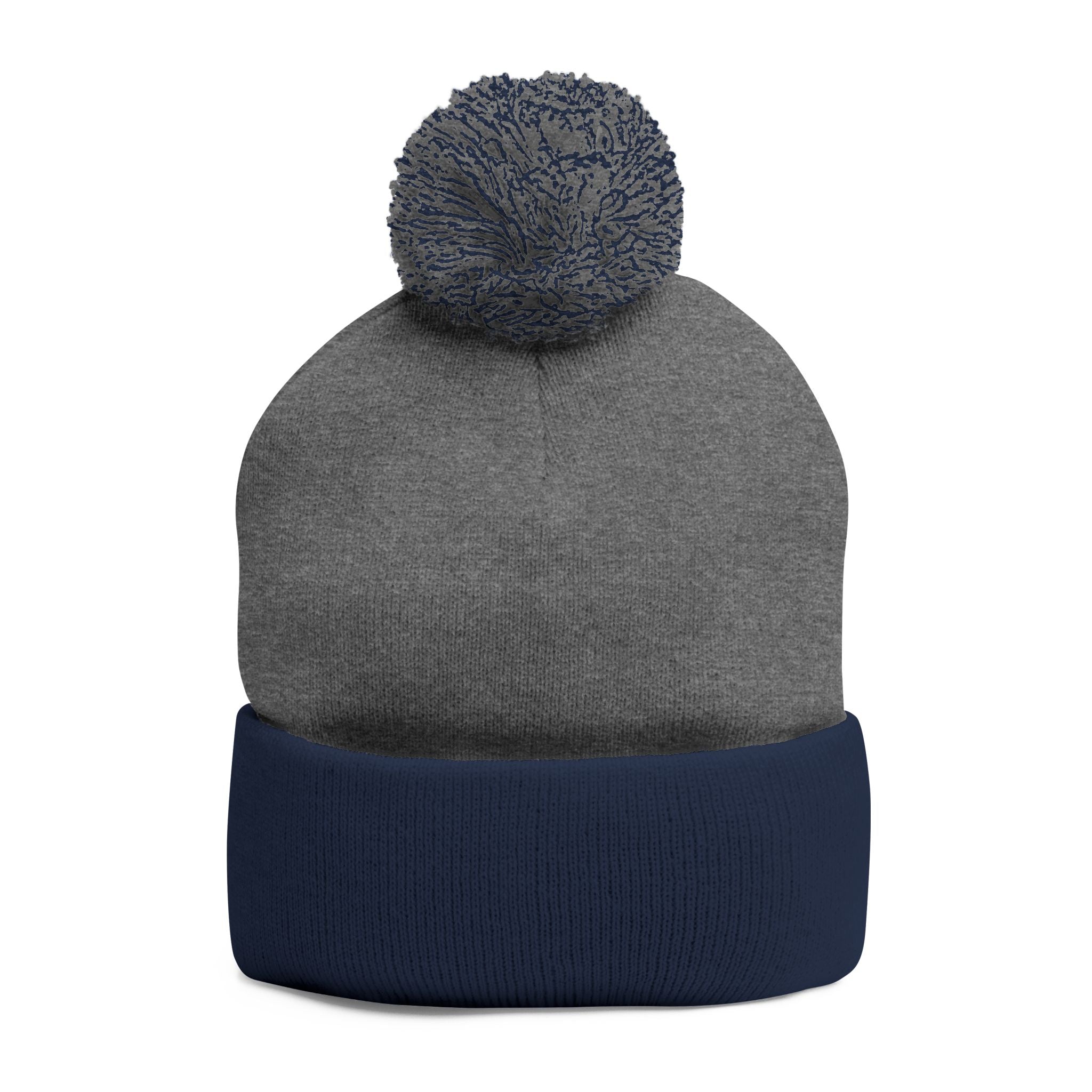 Embroidered Pom-Pom Beanie — Cute Orange Slice Character Knit Cap