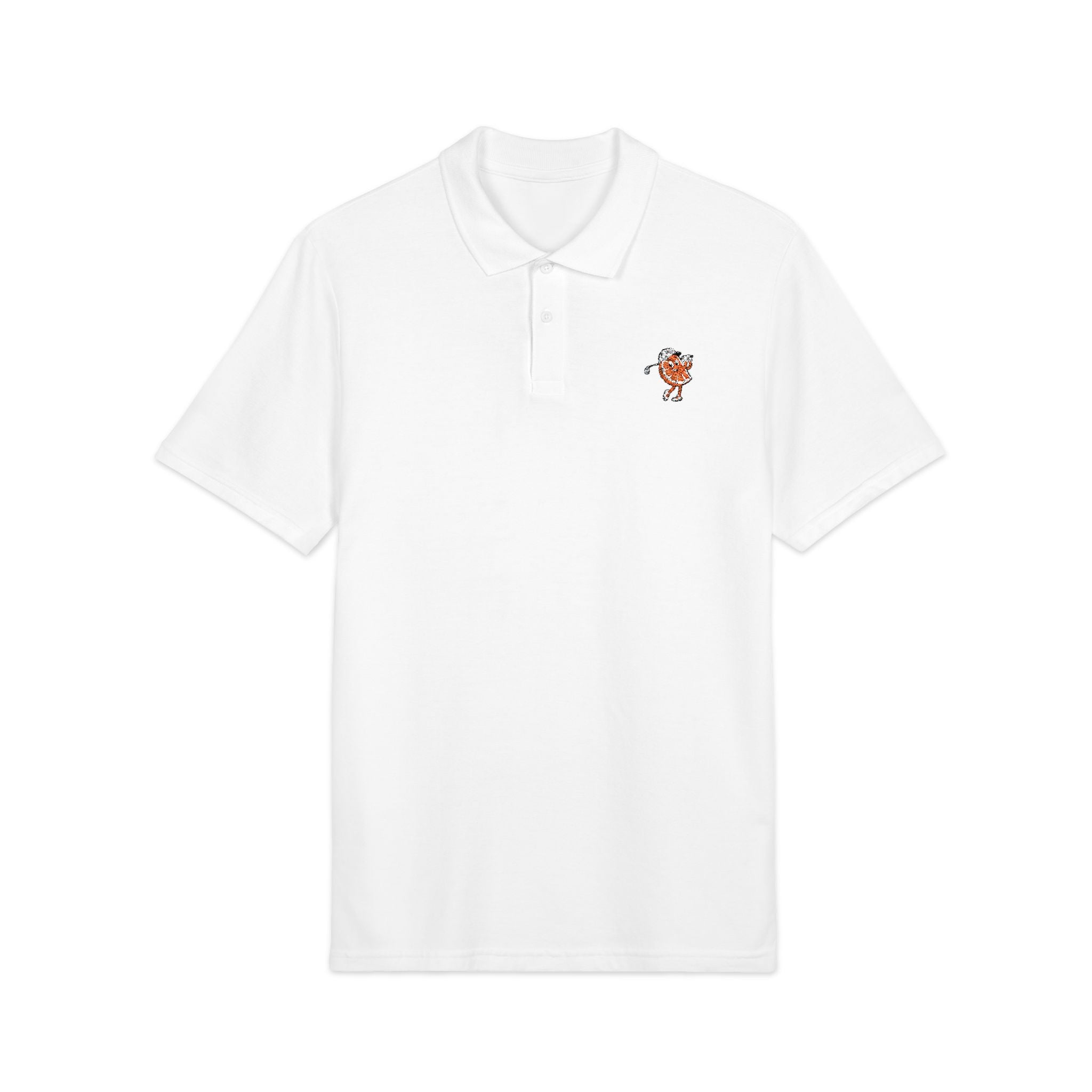 Embroidered Tiger Crest Polo — Classic White Pique Shirt